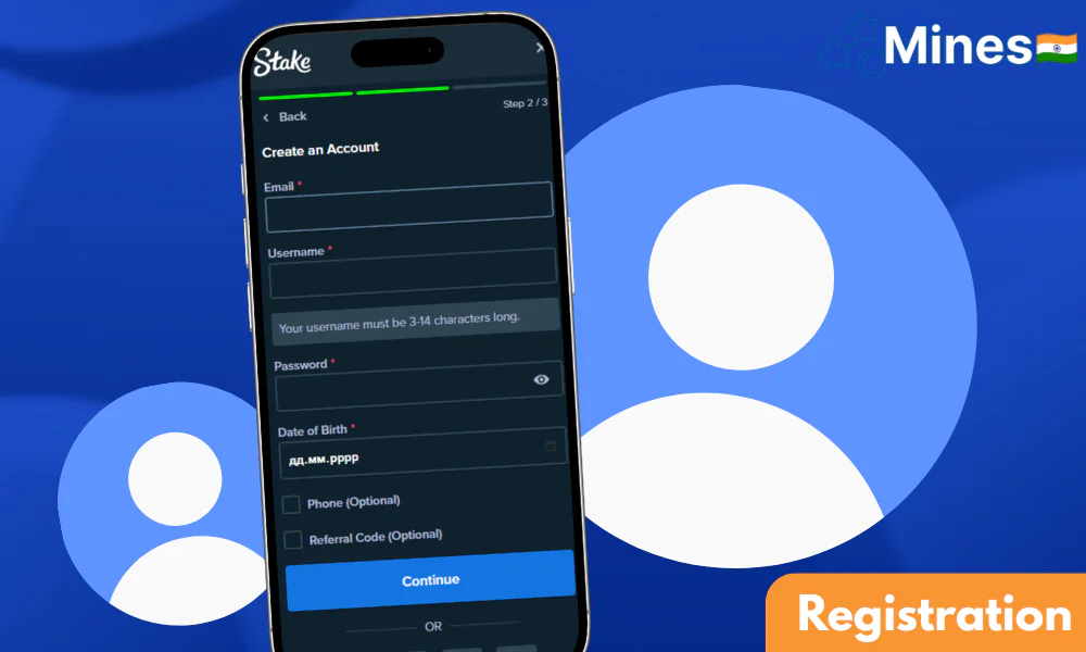 Step-by-step instructions for registering to access Mines on a mobile device